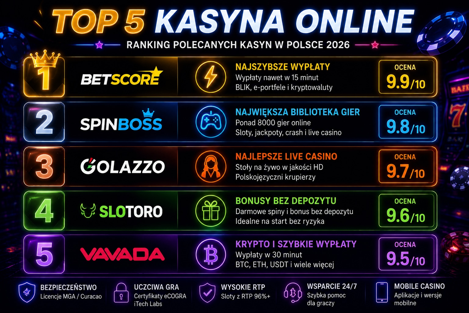 Polecane Kasyna Online w Polsce
